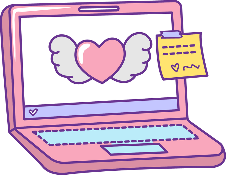 Pink laptop illustration